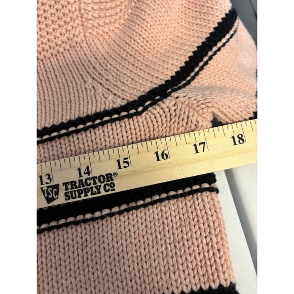 LaVie Pink And Navy Sweater With Button Detail Puff Sleeve Small - Picture 7 of 7